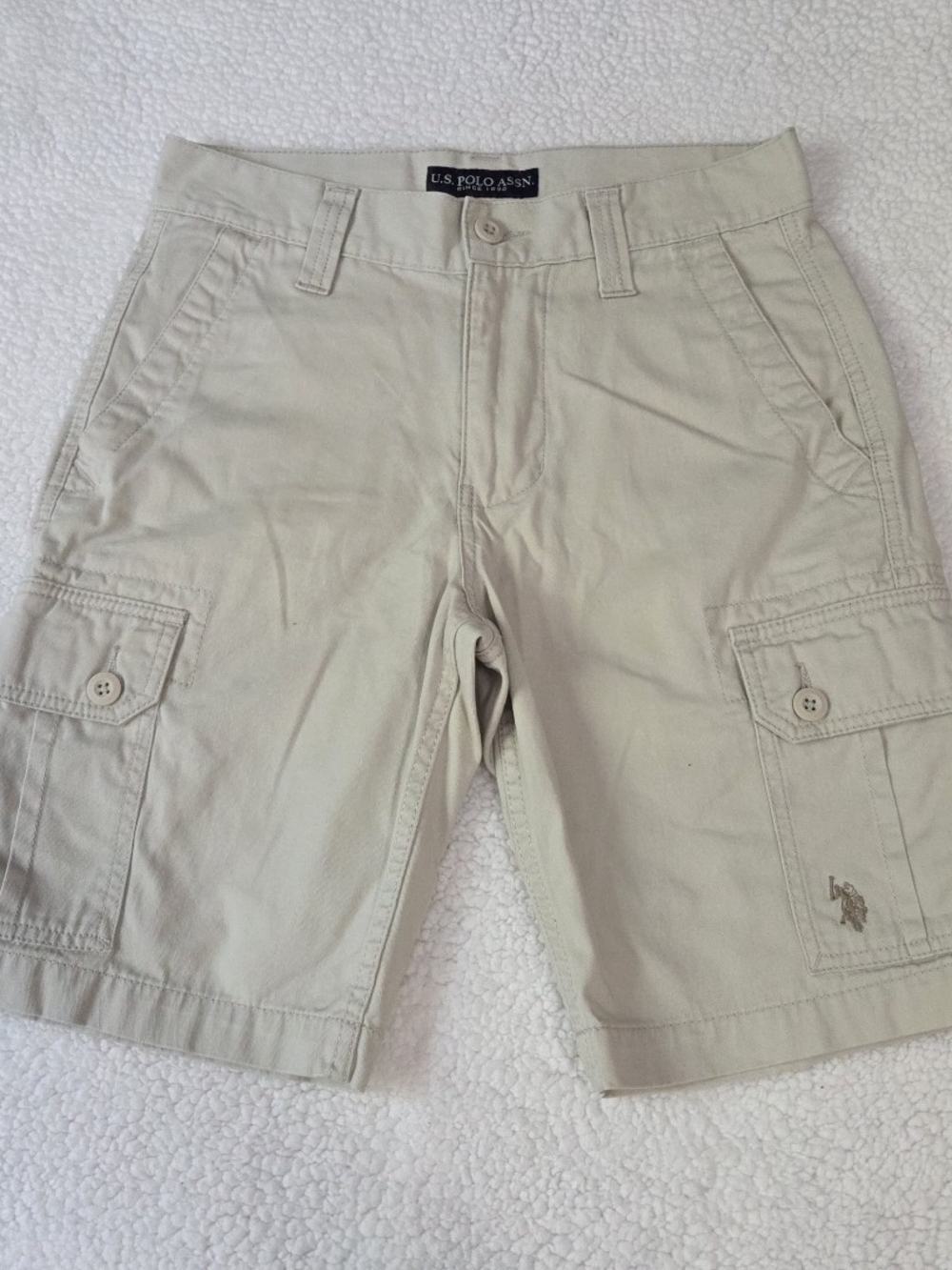 US Polo Assn Cargo Shorts Utility Pockets Beige